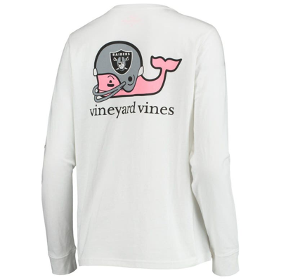 Shop Vineyard Vines White Las Vegas Raiders Helmet Long Sleeve T-shirt