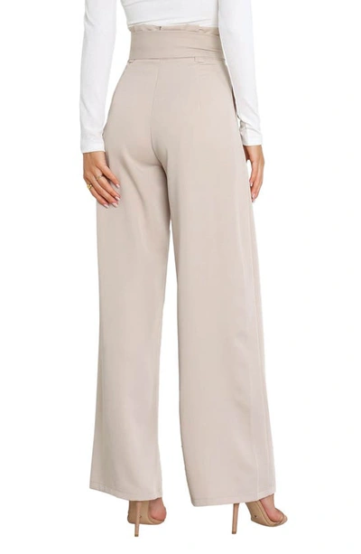 Petal And Pup Kieran Tie Waist Wide Leg Pants In Beige
