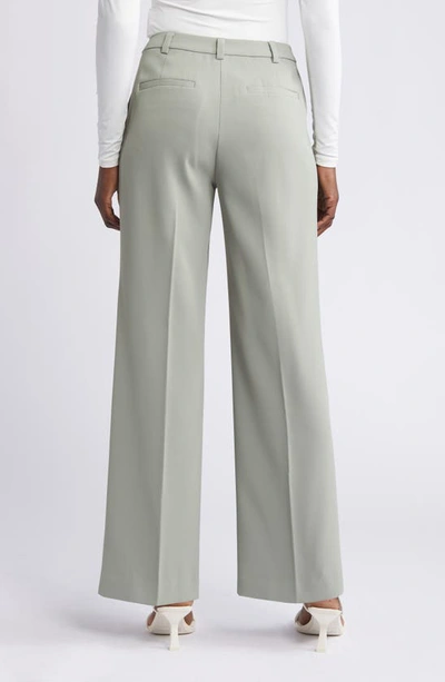 Open Edit Pleated Mid Rise Trousers In Green Halo