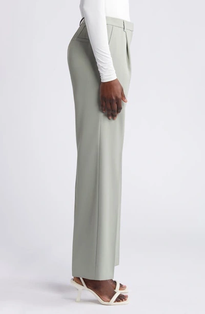 Open Edit Pleated Mid Rise Trousers In Green Halo