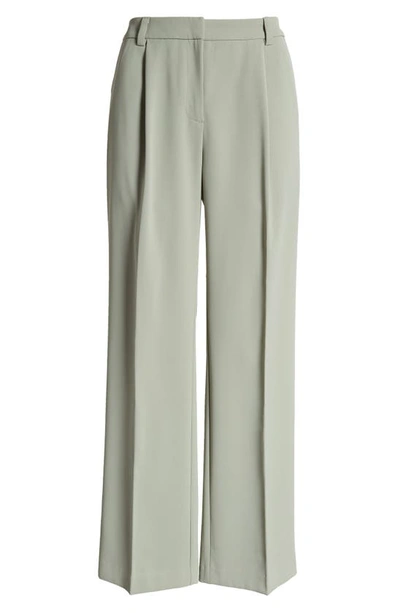 Open Edit Pleated Mid Rise Trousers In Green Halo