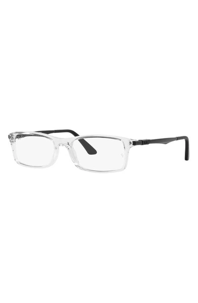 Shop Ray Ban 56mm Rectangular Optical Glasses In Transparent