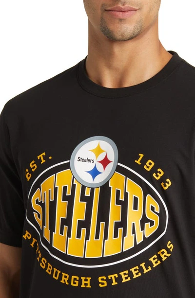 Shop Hugo Boss X Nfl Stretch Cotton Graphic T-shirt In Pittsburgh Steelers Black