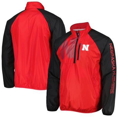 Shop G-iii Sports By Carl Banks Scarlet/black Nebraska Huskers Point Guard Raglan Half-zip Jacket