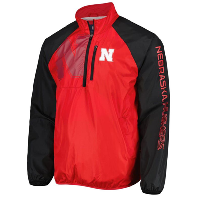 Shop G-iii Sports By Carl Banks Scarlet/black Nebraska Huskers Point Guard Raglan Half-zip Jacket