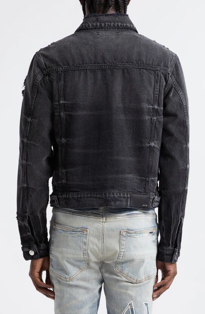 Shop Amiri Ma Distressed Denim Trucker Jacket In Faded Black