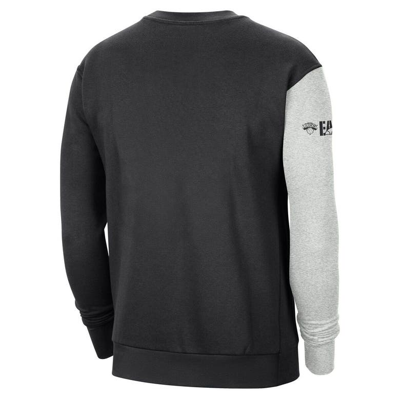 Shop Nike Black/heather Gray New York Knicks Courtside Versus Force & Flight Pullover Sweatshirt