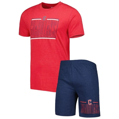 Shop Concepts Sport Navy/red Cleveland Guardians Meter T-shirt And Shorts Sleep Set