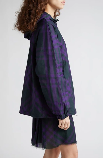 Shop Burberry Check Regular Fit Hooded Jacket In Vine Ip Check