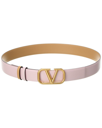 Shop Valentino Vlogo Reversible Leather Belt In Red
