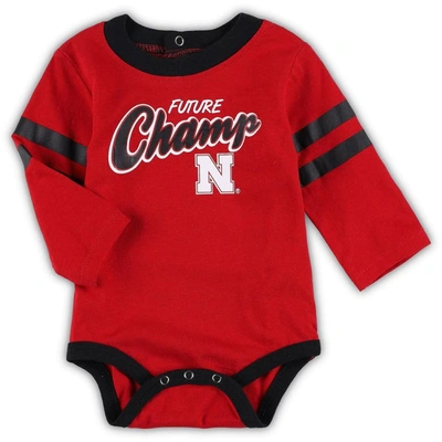 Shop Outerstuff Newborn & Infant Scarlet/black Nebraska Huskers Little Kicker Long Sleeve Bodysuit & Sweatpants Set