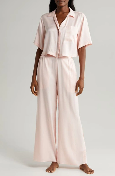 Shop Lunya High Waist Washable Silk Pajamas In Frosted Rose
