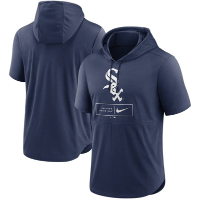 Shop Nike Navy Chicago White Sox Lockup Performance Short Sleeve Lightweight Hooded Top