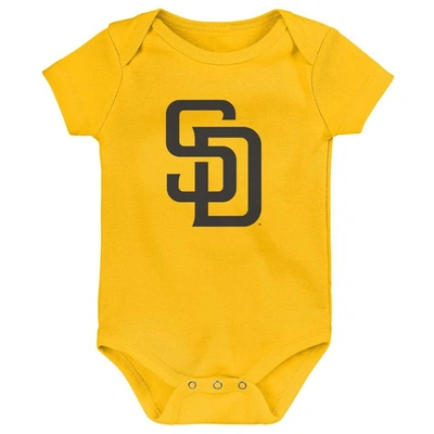 Shop Outerstuff Infant Gold/white/heather Gray San Diego Padres Biggest Little Fan 3-pack Bodysuit Set