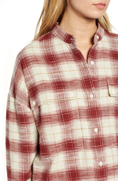 Shop Ag Smith Plaid Shirt Jacket In Natural/ Tannic Red