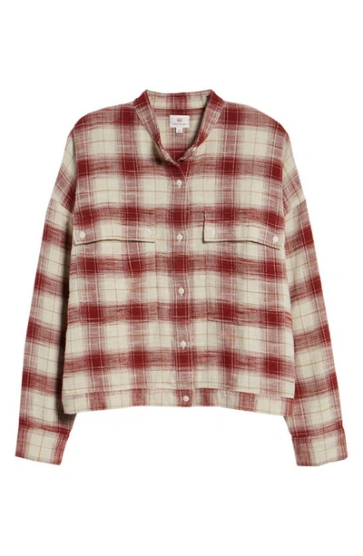 Shop Ag Smith Plaid Shirt Jacket In Natural/ Tannic Red