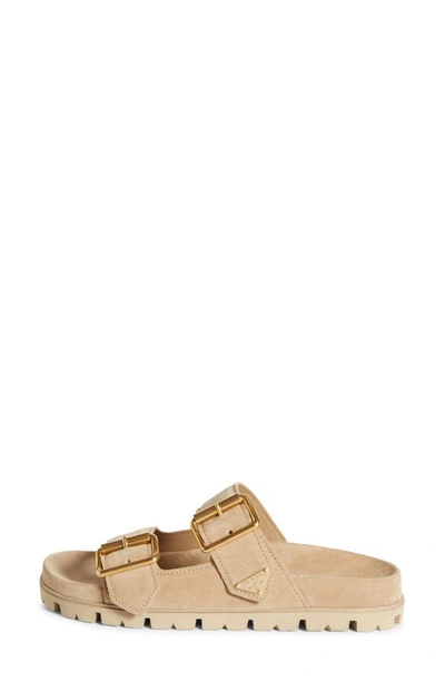 Shop Prada Double Strap Sandal In Ecru