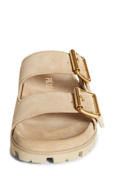 Shop Prada Double Strap Sandal In Ecru
