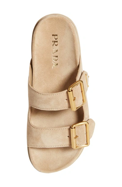 Shop Prada Double Strap Sandal In Ecru