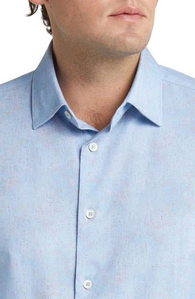 Shop Bugatchi James Ooohcotton® Mélange Button-up Shirt In Air-blue