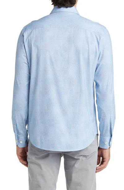 Shop Bugatchi James Ooohcotton® Mélange Button-up Shirt In Air-blue