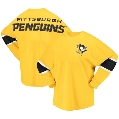 Shop Fanatics Branded Gold Pittsburgh Penguins Jersey Long Sleeve T-shirt
