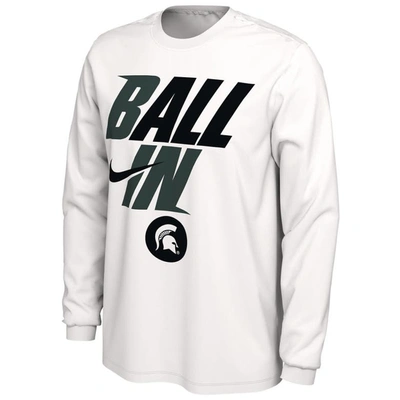 Shop Nike White Michigan State Spartans Ball In Bench Long Sleeve T-shirt