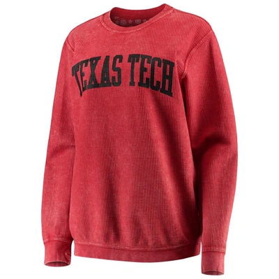 Pressbox Women's Red Texas Tech Red Raiders Comfy Cord Vintage-like Wash Basic Arch Pullover Sweatshirt In Red