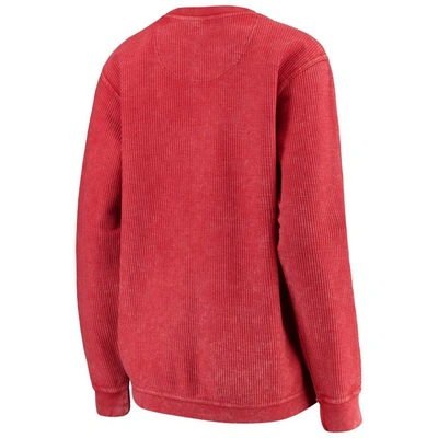 Pressbox Women's Red Texas Tech Red Raiders Comfy Cord Vintage-like Wash Basic Arch Pullover Sweatshirt In Red