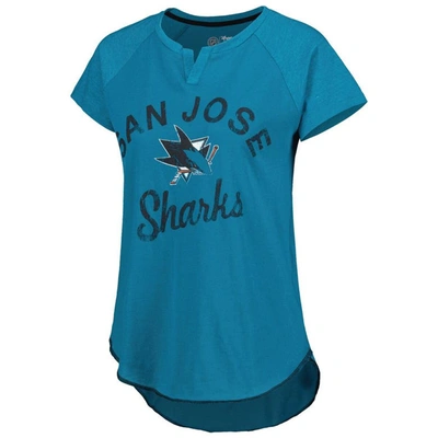 Shop Starter Teal San Jose Sharks Grand Slam Raglan Notch Neck T-shirt