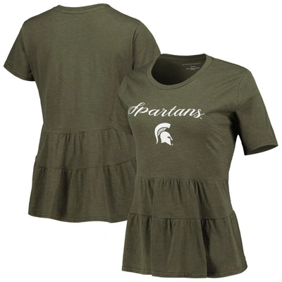 Shop Boxercraft Olive Michigan State Spartans Willow Ruffle-bottom T-shirt In Green