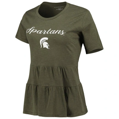 Shop Boxercraft Olive Michigan State Spartans Willow Ruffle-bottom T-shirt In Green