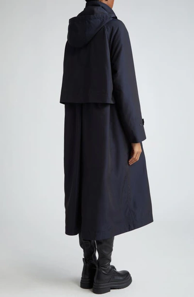 Shop Akris Robin Water Repellent Silk Taffeta Hooded Coat In Navy