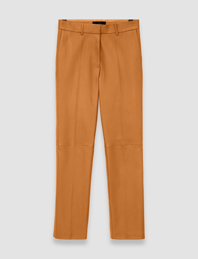 Shop Joseph Leather Stretch Coleman Trousers In Clay