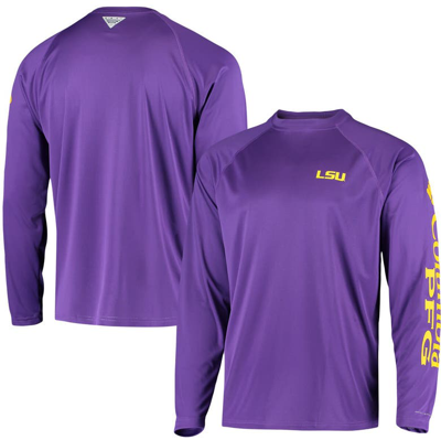 Shop Columbia Purple Lsu Tigers Terminal Tackle Omni-shade Raglan Long Sleeve T-shirt