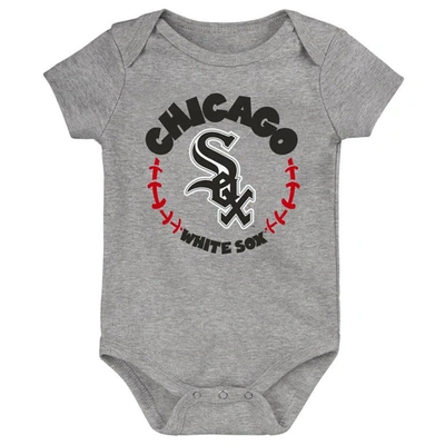 Shop Outerstuff Infant Black/white/heather Gray Chicago White Sox Biggest Little Fan 3-pack Bodysuit Set