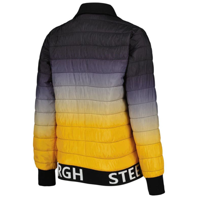 Shop The Wild Collective Black/gold Pittsburgh Steelers Color Block Full-zip Puffer Jacket