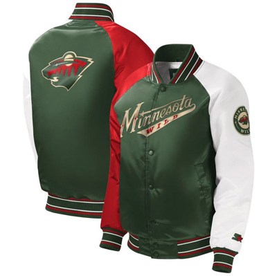 Shop Starter Youth  Green Minnesota Wild Raglan Full-snap Varsity Jacket