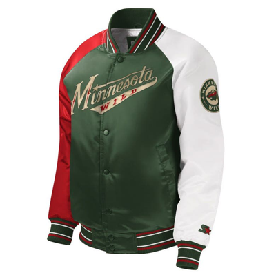 Shop Starter Youth  Green Minnesota Wild Raglan Full-snap Varsity Jacket