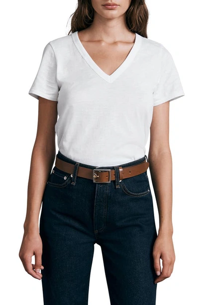 Shop Rag & Bone The Vee Slub Cotton T-shirt In Brightwht