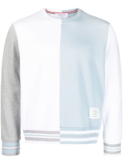 Shop Thom Browne White And Blue Fun Mix Cotton Sweatshirt