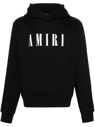 Shop Amiri Black Logo-print Cotton Hoodie