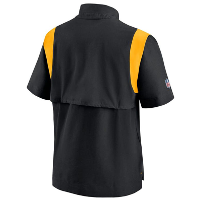 Shop Nike Black Pittsburgh Steelers Sideline Coaches Chevron Lockup Pullover Top