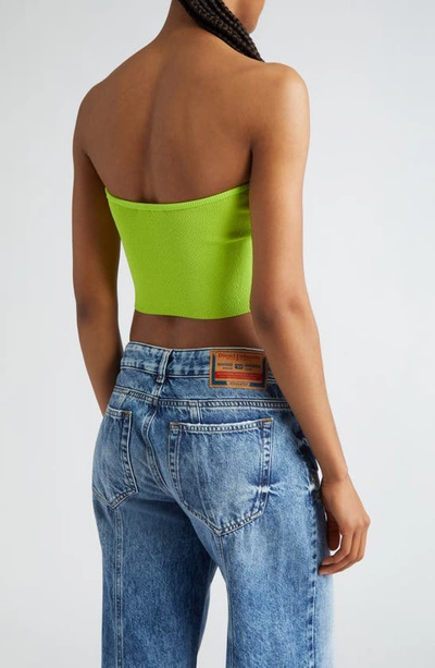Shop Diesel Clarksvillex Logo Embellished Cutout Rib Tube Top In Lime/ Green