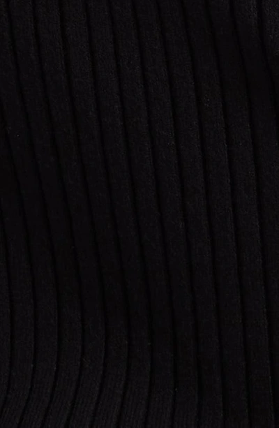 Shop Courrèges Cutout Cuff Embroidered Logo Rib Sweater In Black