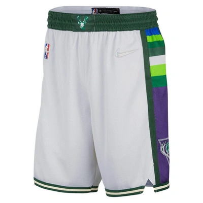 Shop Nike White/green Milwaukee Bucks 2021/22 City Edition Swingman Shorts