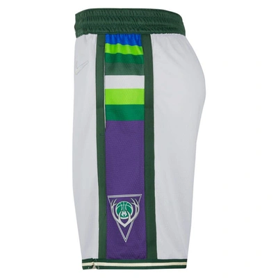 Shop Nike White/green Milwaukee Bucks 2021/22 City Edition Swingman Shorts