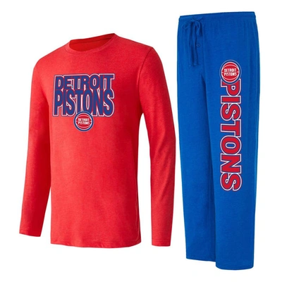 Shop Concepts Sport Blue/red Detroit Pistons Meter Long Sleeve T-shirt & Pants Sleep Set