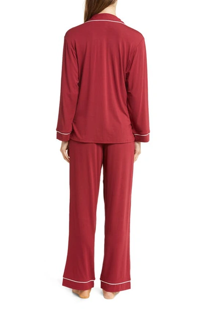 Shop Eberjey Gisele Jersey Knit Pajamas In Sangria/ Ivory