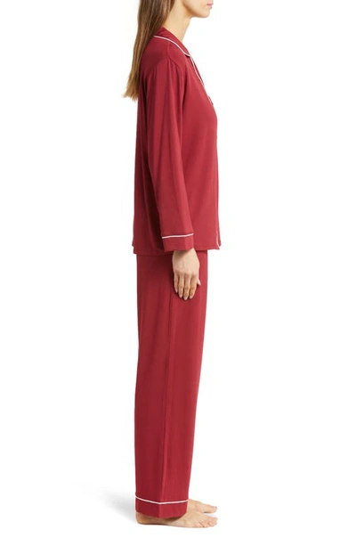 Shop Eberjey Gisele Jersey Knit Pajamas In Sangria/ Ivory